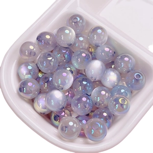 Iridescent mermaid acrylic beads with AB finish for DIY jewelry and phone chains