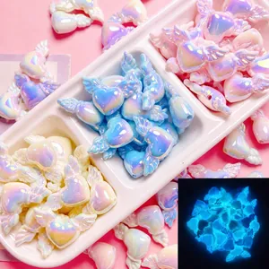 Irisierende Leuchtende Engel Herz Flügel Acryl Künstliche Perlen DIY Schmuckherstellung Zubehör Träumerische Perlmutt Glanz Bastelperlen