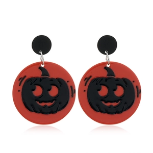 Orecchini pendenti a zucca di Halloween in acrilico rosso e nero per le donne