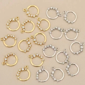 Kupfer Zirkonia Eingelegt Geometrisch Kreis Anhänger DIY Schmuckherstellung Handgefertigtes Material Gold Silber Plattiert Rundes Zubehör