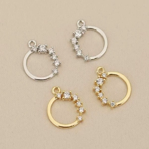 18K vergoldete und platinierte runde geometrische Anhänger mit Zirkonia für DIY-Schmuck