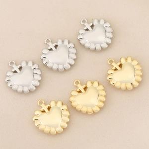 Heart Cross Pendant Copper Gold Silver Plated Charms For DIY Jewelry Making Necklace Bracelet Retro Accessories Religious Style