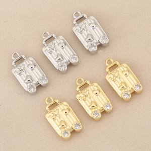 Ciondolo Valigia in Rame con Strass Motivo Aereo Cuore Fascino Borsa da Viaggio per Creazione Gioielli DIY Placcato Oro Argento