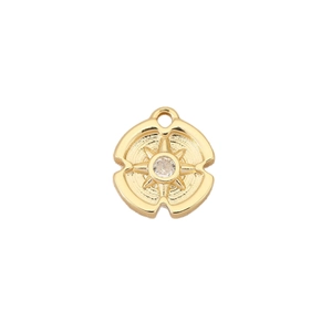 18k gold plated octagonal star pendant with round crystal stone for DIY jewelry