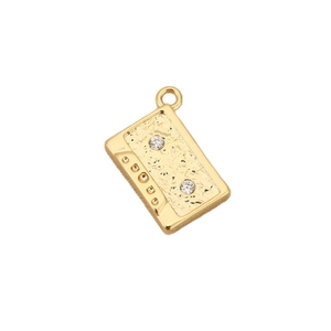Colgante de casete único chapado en oro de 18k con cristales para creación de joyería