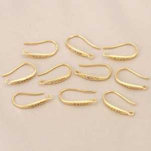 Ganchos para pendientes chapados en oro 18k con circonitas para creación de joyería