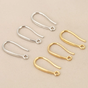 Ganchos para Pendientes Planos de Cobre Chapados en Oro 18K Simples Cables de Oreja en U para Creación Joyería DIY Accesorios