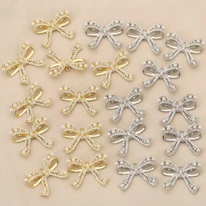 Eleganter Schleife Anhänger Kupfer 18K Vergoldet Strass Künstliche Perlenimitat DIY Schmuckzubehör Zubehör Für Damen Halskette