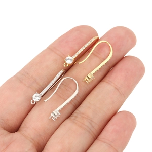 U-shaped 18k gold plated earring hooks with micro-pave crystals for DIY jewelry