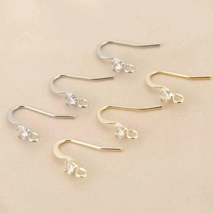 Kupfer Strass DIY Ohrhaken Geometrische Flache Ohrdrähte Gold Silber Galvanisierte Schmuckherstellung Zubehör