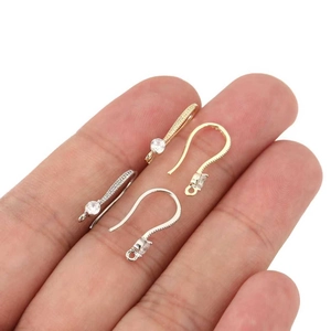 Ganchos para pendientes con circonitas bañados en oro de 18 quilates para hacer joyas