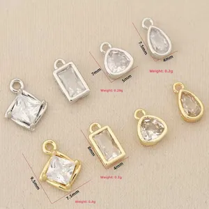 Detail of 18k gold plated geometric pendants with cubic zirconia for DIY jewelry making