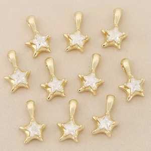 Set de diez colgantes de estrella bañados en oro 18k con circonitas para joyería DIY