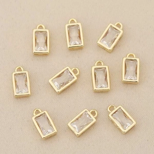 Set of 9 gold-plated rectangular crystal pendants for DIY jewelry making
