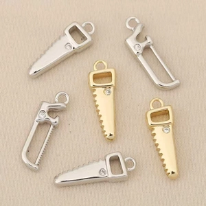 Pendentifs scie en plaqué or 18 carats et argent avec cristaux pour bijoux personnalisés