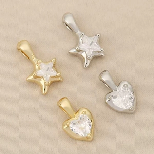 Colgantes de Cobre Chapado en Oro 18K con Circonia Estrella Corazón para Accesorios de Joyería DIY Charms de Moda para Mujer