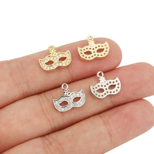 Bohemian mask pendants in 18k gold and silver plating with cubic zirconia stones