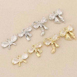 Colgante de Lazo de Latón Chapado en Oro Mariposa de Strass para DIY Collar Pulsera Creación de Joyas Dulce Lindo Artesanal