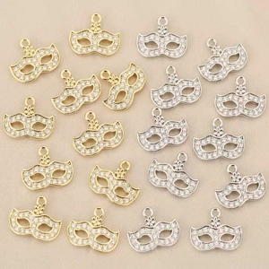 Bohemian mask pendants in gold and silver plating with shimmering zircon pavé stones