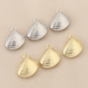 Copper Seashell Pendants For DIY Jewelry Making Scallop Shell Charms Marine Series Gold Silver Plated Fashion Accessories
