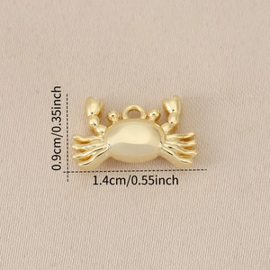 Ciondolo a granchio in rame placcato oro 18K per gioielli fai da te 1.4cm x 0.9cm