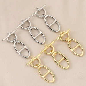 Connettori in Rame Placcato Oro 18K Chiusura a T Toggle Micro Pave Zirconia Naso di Maiale Catena ad Ancora DIY Gioielli