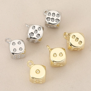 Minimalistische Koperen Dobbelsteen Hanger 18K Goud Zilver Verguld 3D Kubus Geometrische Charm Voor DIY Ketting Sieraden Maken
