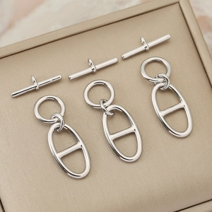 Set di tre chiusure OT stile muso di maiale per gioielli fai-da-te in argento lucido