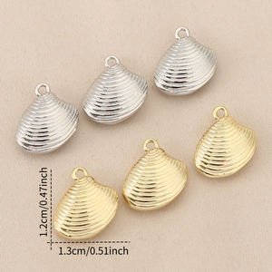 Gold and silver shell pendants for DIY jewelry making, measuring 1.2cm x 1.3cm