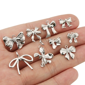 Copper 18K Gold Plated Rhinestone Bowknot Pendant DIY Jewelry Accessories For Earrings Necklace Craft Making Women Fashion Charms