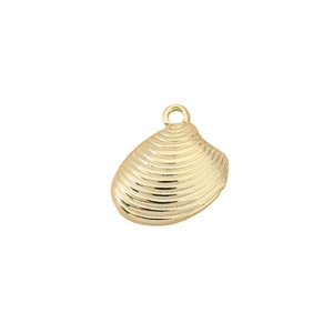 Polished gold scallop shell metal pendant charm with textured surface for DIY jewelry