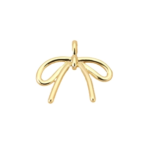 Polished 18K gold-plated bow pendant made of pure copper for DIY jewelry necklace