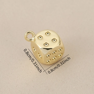 Gepolijste 18K vergulde koperen dobbelsteen bedel voor DIY sieraden maken 0,8cm