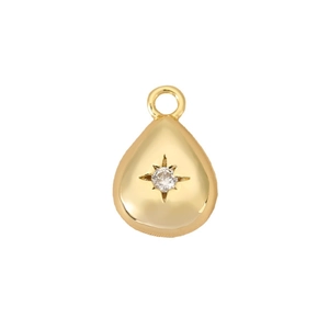 Colgante de lágrima con estrella octogonal y gema blanca bañado en oro de 18K