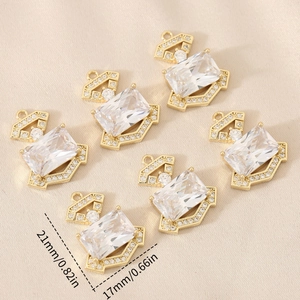 Ciondolo a Forma di Flacone di Profumo con Strass Rettangolari Barocco Vintage Accessori per Gioielli DIY per Collane Donna Fatto a Mano