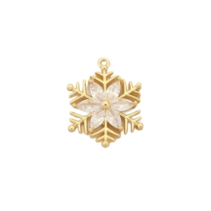 Exquisite gold snowflake pendant with marquise-cut zircons for DIY jewelry making