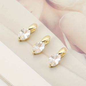 Vergoldete 18K Kupferanhänger mit weißem Kristallen im Marquise-Schliff für DIY Schmuck