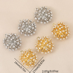 Micro Pave Rhinestone Flower Cluster Charms For DIY Jewelry Making Vintage Gold Silver Plated Copper Pendants For Women