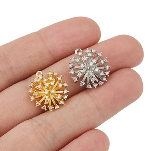 Sparkling zircon firework pendants in gold and silver finish for DIY jewelry making