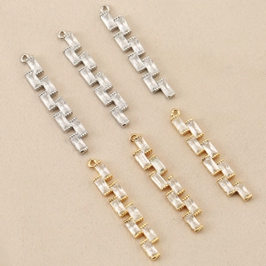 Colgantes geométricos de circón chapados en oro de 18 quilates y plata para joyería DIY
