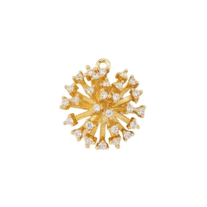 Elegant gold flower pendant with micro-set zircon stones for jewelry making