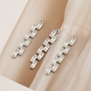 Colgantes geométricos en zigzag bañados en oro de 18K con cristales para joyería DIY