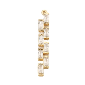Colgante vertical chapado en oro de 18K con doble fila de circonitas para joyería DIY