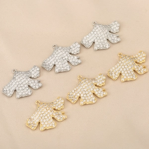 Unregelmäßige Ginkgoblatt Anhänger mit funkelnden Zirkonen in Gold und Silber