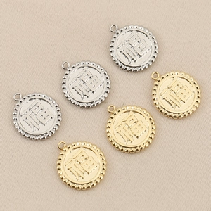 18K gold and silver plated Fu character coin pendants for DIY jewelry making