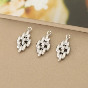 Three vintage silver metal zircon pendant charms for jewelry making DIY sets
