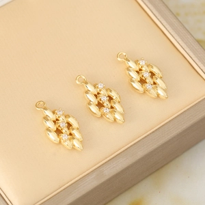 Three vintage gold cluster pendants with cubic zirconia inlay for DIY jewelry making