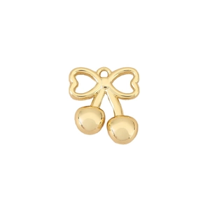 Colgante de cereza en oro de 18K pulido con diseño minimalista de lazo y corazón