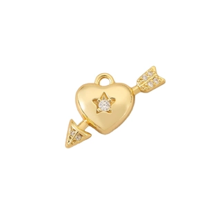 Ciondolo a cuore e freccia placcato oro 18k con scintillanti pietre in zirconia
