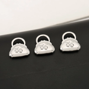3D cherry pattern handbag shaped 18K gold plated copper pendants in polished silver finish
